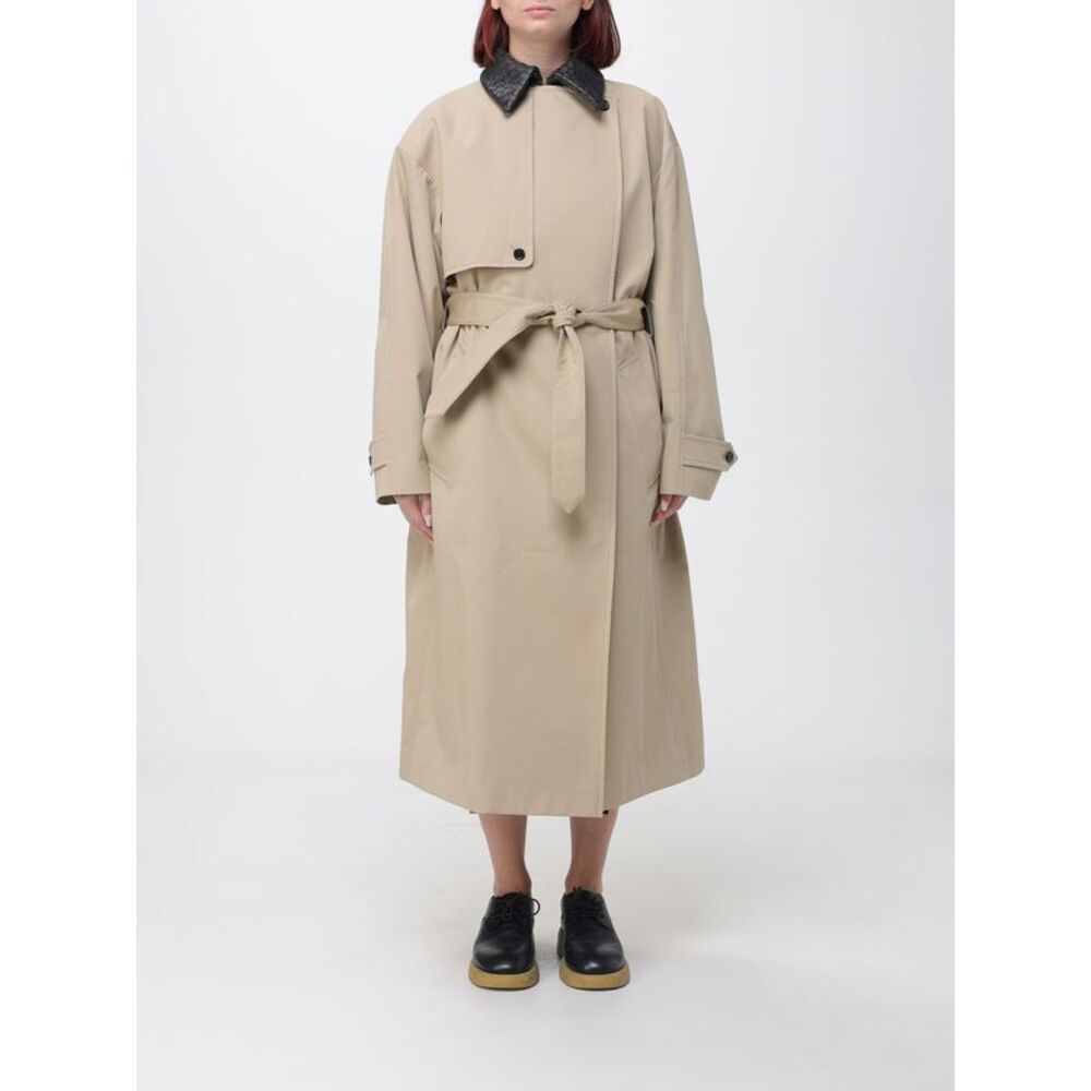 Bottega Veneta Oversized Long Cotton Trench Coat With Leather Collar